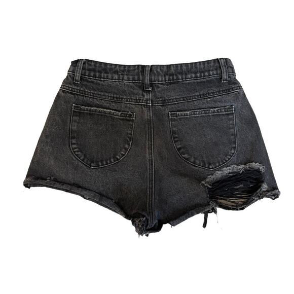 Princess Polly Black Denim Shorts – Distressed Back Cutout Summer – Size 6 - Picture 3 of 8